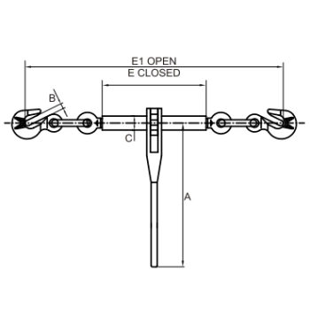 Napinacz transportowy SRC – rysunek wymiarowy